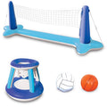 Pool Games Set with Pool Volleyball Net & Pool Basketball Hoops, Summer Pool Float for Adults - Dark Blue