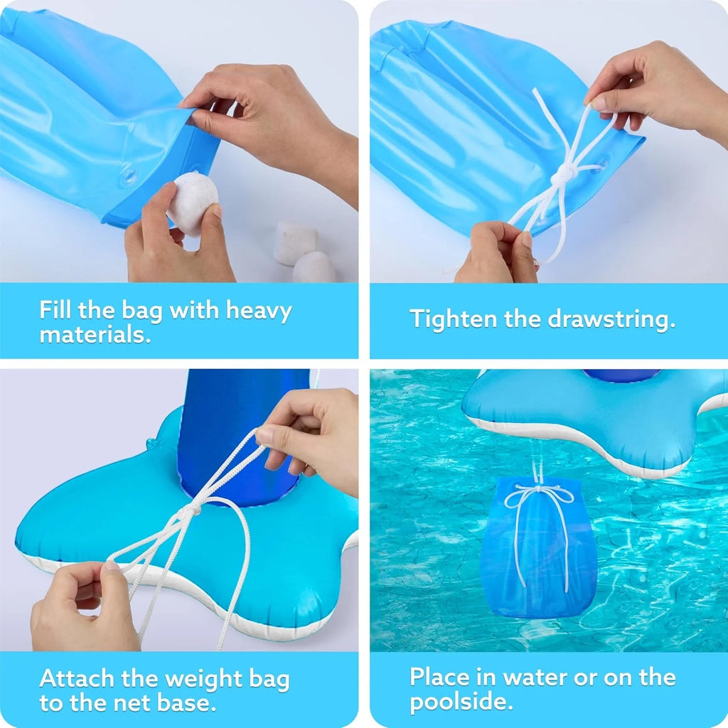 Pool Games Set with Pool Volleyball Net & Pool Basketball Hoops, Summer Pool Float for Adults - Dark Blue
