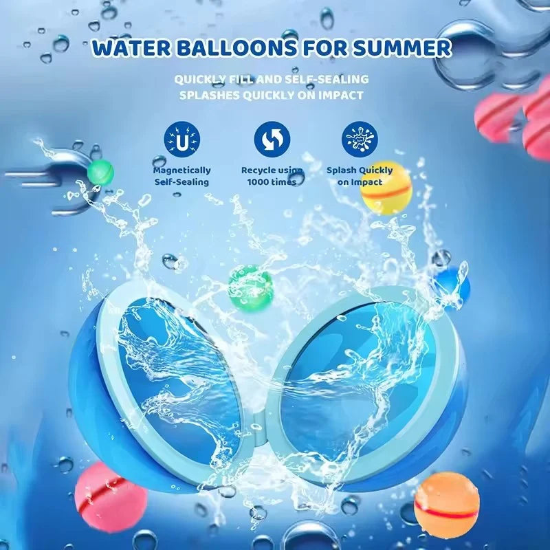 12 Pcs Reusable Water Balloons, Self-Sealing Refillable Water Balls, Pool Toys for Kids Ages 4-14, Pool Beach & Outdoor Water Ballons