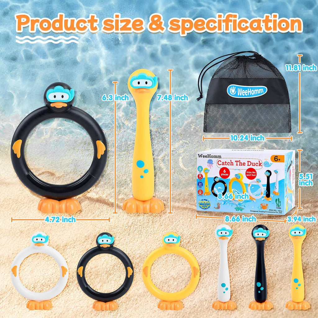 Pool Diving Toys for Kids, 6 PCS Swimming Pool Diving Rings, Summer Pool Diving